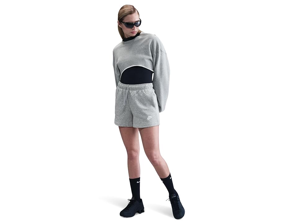 Nike Sportswear Club Fleece Mid-rise Shorts Women's Shorts Dark Grey Heather/White : MD (8-10), Cotton/Polyester