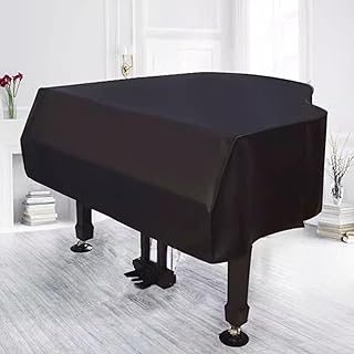 Mavcobo Baby Grand Piano Cover Black Leather Grand Piano Cover Thickened Composite Suede Piano Cover Protect The Piano from Damage(A,160cm/63in)