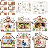30 paquetes de marcos de fotos de Navidad para niños, bricolaje, casa de jengibre, caramelos, fotos, manualidades, marco colgante, adornos de galletas de jengibre, decoraciones de arte para el hogar
