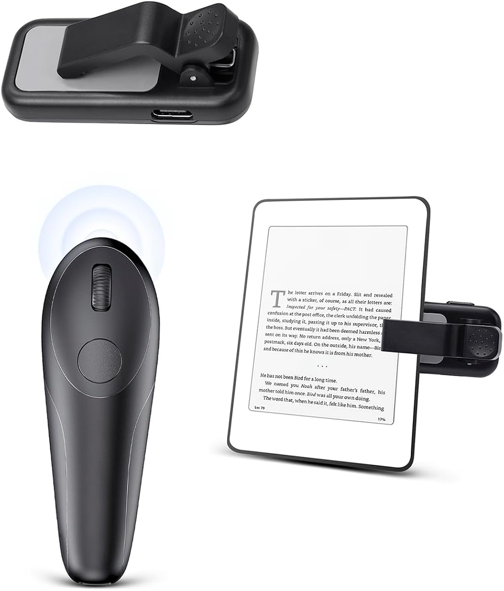 Volteador de páginas con control remoto para Kindle Paperwhite Oasis Scribe Kobo, volteador de páginas RF para dispositivos Kindle, iPhone, tabletas iPad, accesorios para lectores electrónicos de novelas con bolsa de almacenamiento con correa para la muñeca
