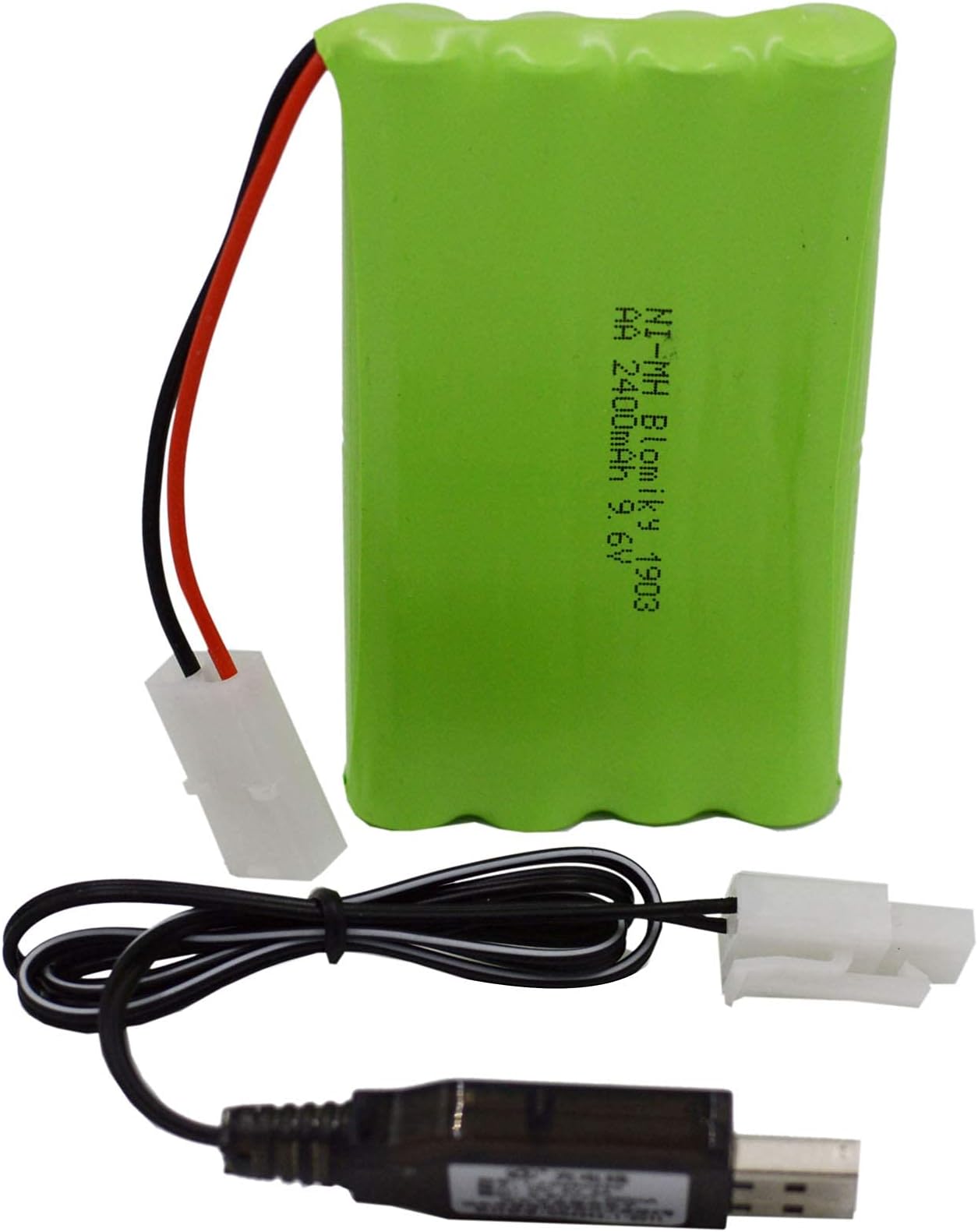 Blomiky 1 Pack 9.6V 2000mAH NiMH Rechargeable 8-Cell AA Battery Packs with Standard Tamiya Connector Plug for RC Car Truck Tank and Vehicles 9.6V Tamiya 1