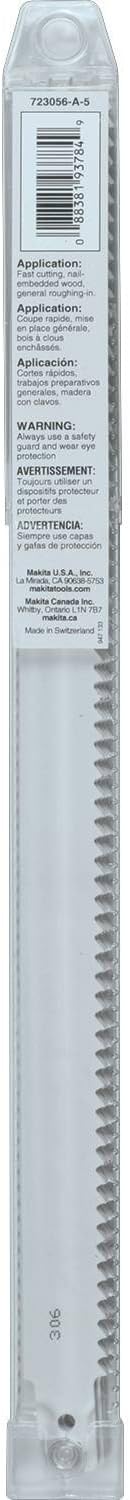 Makita 723056-A-5 12-Inch 6-TPI Wood Cutting Reciprocating Saw Blade