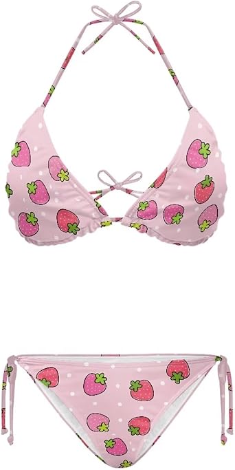 Summer Women's Bikini Swimsuits 2 Pieces Set Halter Bathing Suits String Strap Cheeky Bikini Set Size XS-2XL