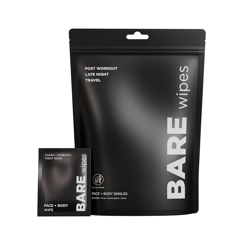 Lenços portáteis para rosto e corpo BARE Wipes, 30 unidades