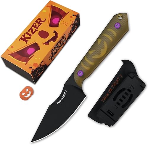 Miniatura 19 de Kizer Mini Harpoon Cuchillo de hoja fija con funda, cuchillo de caza de hoja de 3 V con mango de micarta, cuchillos pequeños EDC de hoja fija para