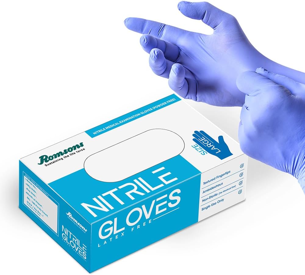Blue Nitrile Medical Examination Hand Gloves - Large (100 Pieces)