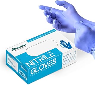 Romsons Blue Nitrile Medical Examination Hand Gloves - Large (100 Pieces)