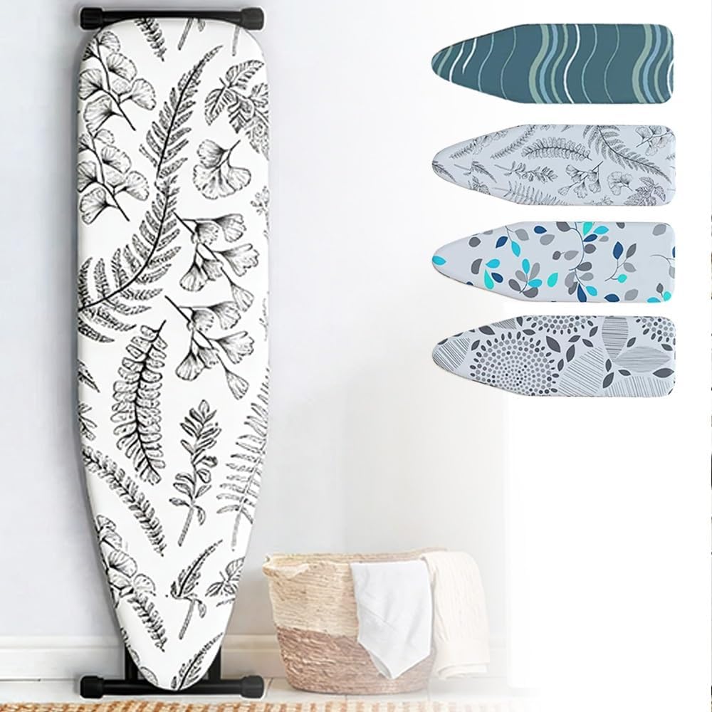 Ironing Board Cover 36x12 39x13 43x13 48x15inch Replacement Cover for Iron Board Cotton Ironing Board Cover and Pad Resist Scorching and Staining(Leaves,39x13in(100x33cm))