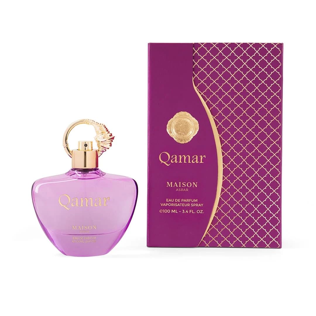 Gulf Orchid MAISON ASRAR | Qamar Eau de Parfum 3.4 Fl Oz | Unisex Perfume with Crisp Apple, Pear, Lemon, Vanilla & Sweet Sugar | Elegant, Luminous & Long-Lasting Moonlight-Inspired Fragrance