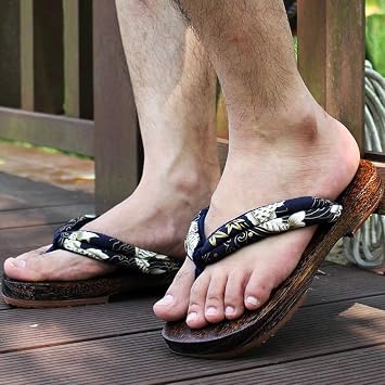YXCKG Men Flip-Flop Clogs Wooden Sandals Summer Beach Slippers, Japanese Traditional Shoes Cosplay Slippers, High Heel Slippers for Men Women, Geta Sandals Shoes Slippers Size B-EUR 42-43