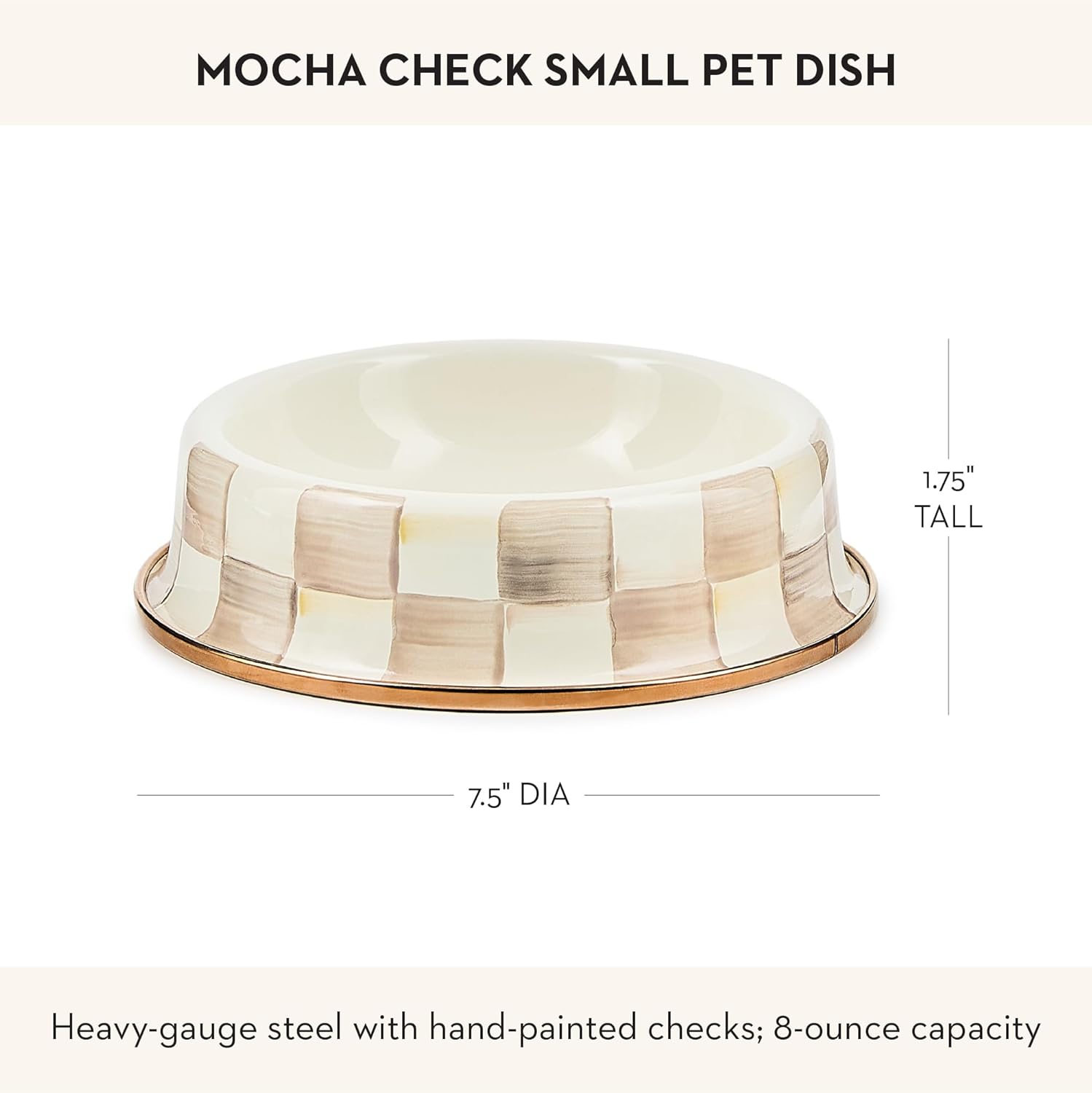 MACKENZIE-CHILDS Mocha Check Cat Dish
