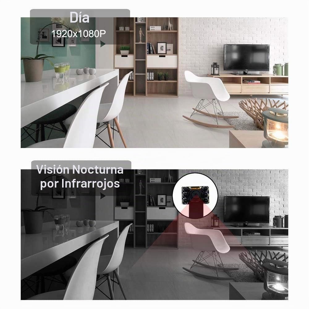 Cámara Mini de Seguridad Oculta HD Wi-Fi CCTV P2P Visión Nocturna Anna Flowers