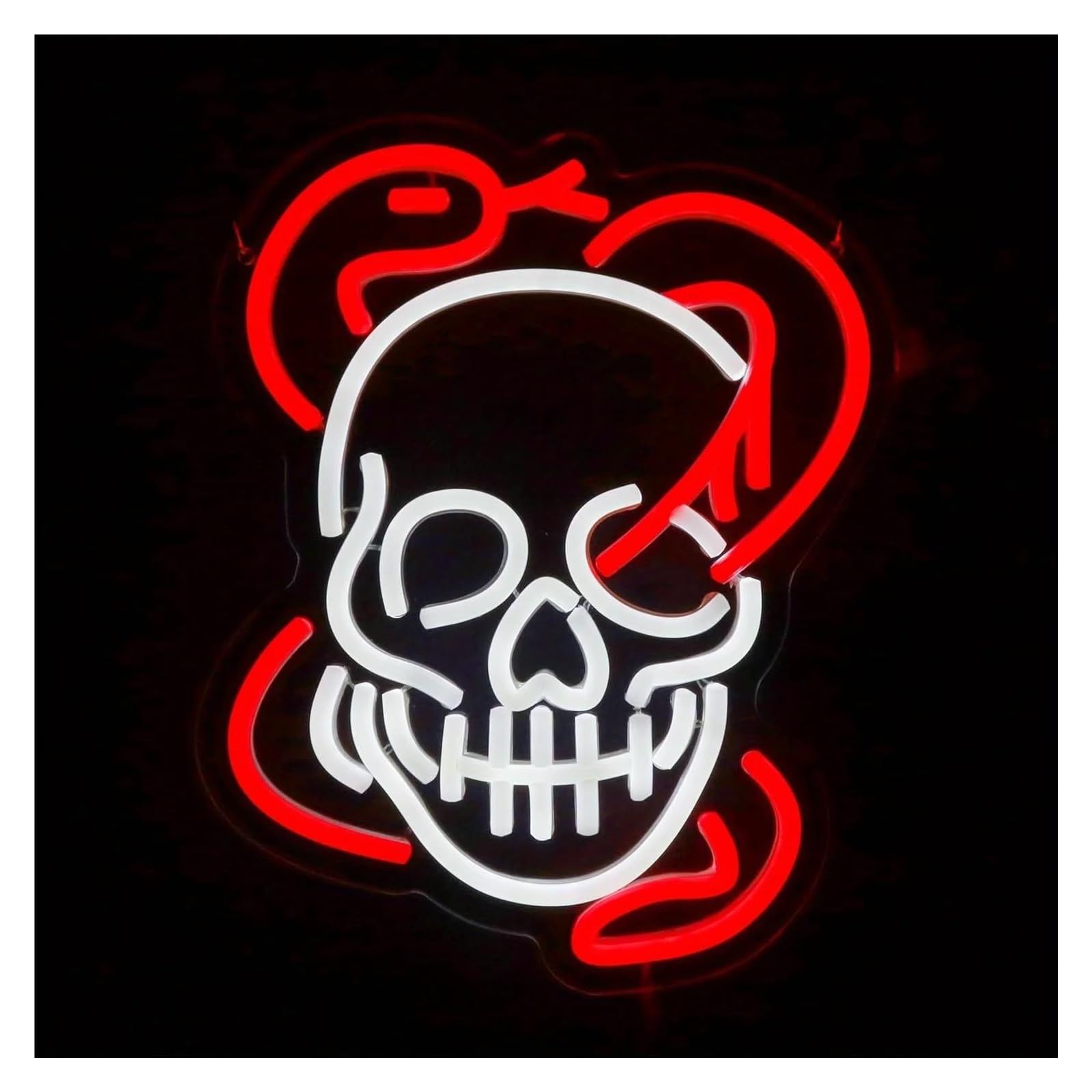 Luz de Diseño de Digital Letrero De Neón Con Calavera Y Serpiente Luz Regulable Para Bar Sala De Juegos, Decoración De Pared De Casa Encantada, 25.4cmx31.5cm