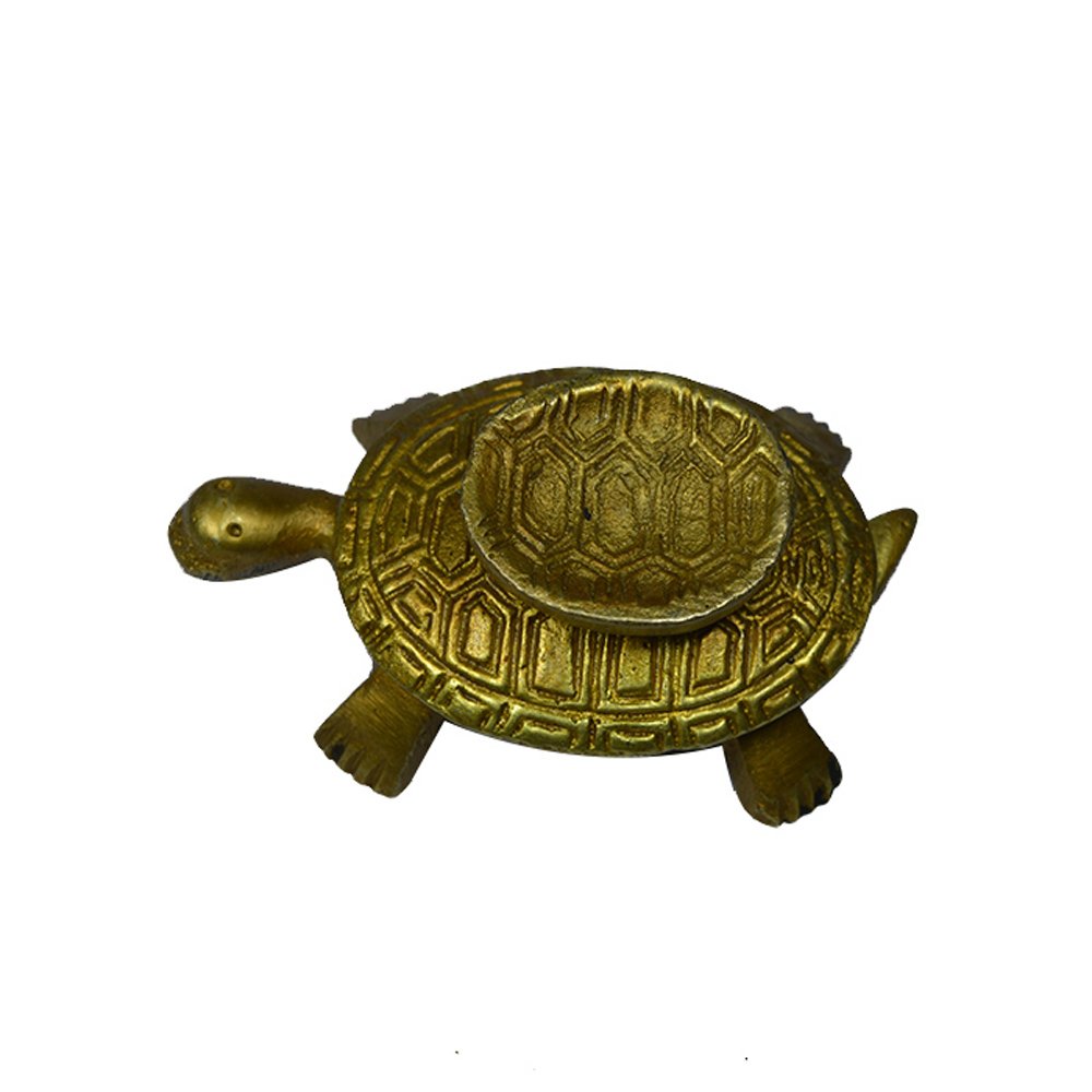 Tortue en laiton Devyom : statuette artisanale dorée pour décoration élégante
