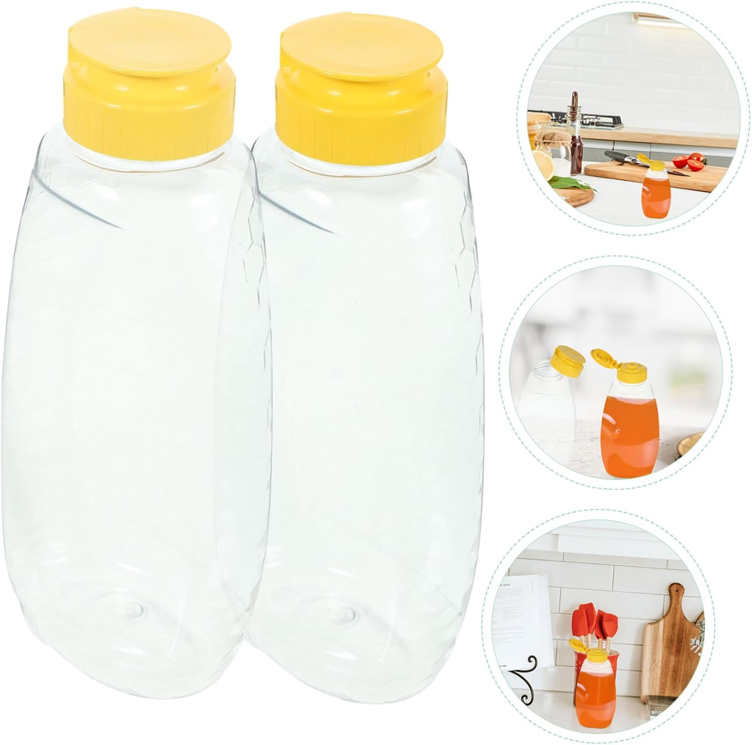 6pcs PET Honey Bottles with Lid Airtight Leak-proof for Xmas Parties