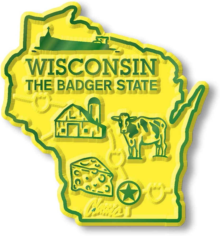 Wisconsin Six-Piece State Magnet Set by Classic Magnets, Includes 6 Unique Designs, Collectible 3D Rubber Vintage-Style Souvenirs and Gifts Made in the USA image 3