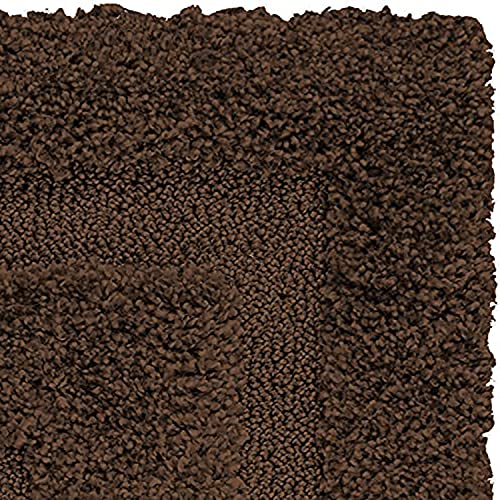Image of (Pack of 2 Rectangular Box Shaggy Carpet for Living Room, Bedroom, High Low Design Finish Microfiber 1.8 Inch Pile High, 2x5 Feet Runner Brown|Brown Color