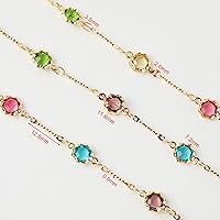 Vista 3 de Cadenas chapadas en oro de 16.4 pies para hacer joyas, cadena de diamantes de imitación de colores mixtos, pulseras, collar, cadena de tobillera, a