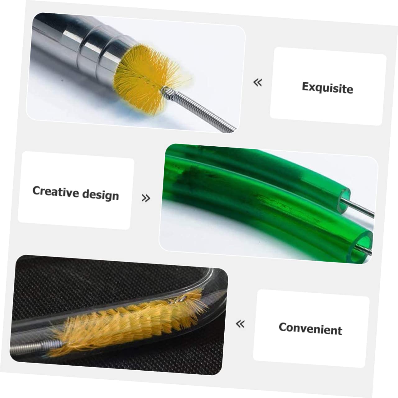 VANZACK 3 Juegos Cepillo para Limpieza de peceras Manguera Flexible Limpiador de fregaderos de Acero Inoxidable Cepillo de Limpieza Suministros de Limpieza de Tanques de Peces Primavera