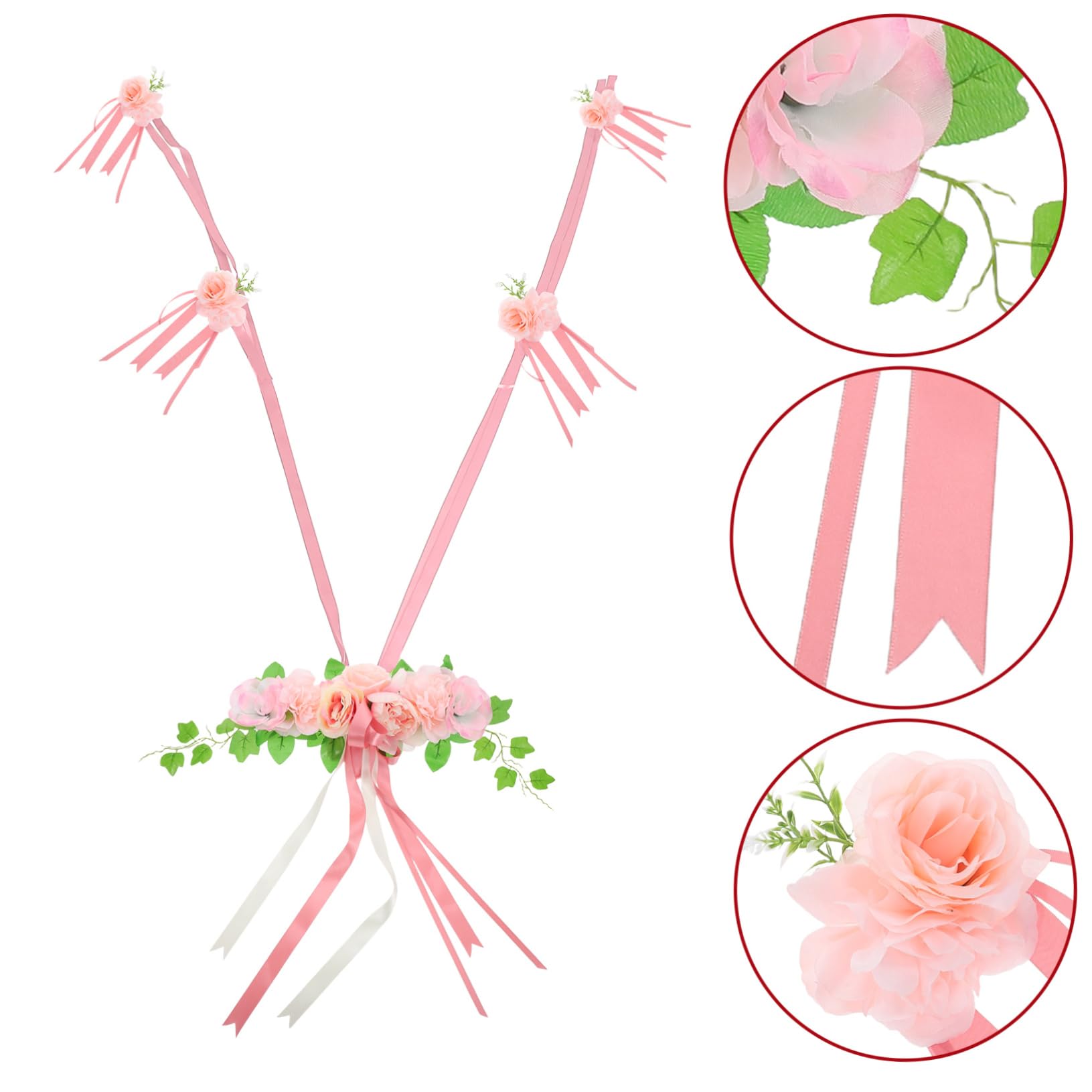 Blumenschmuck für Hochzeitsautos mit Künstlichen Seidenblumen Rosa Einfache Montage Farbbeständig Elegant für Brautpartys und Hochzeiten