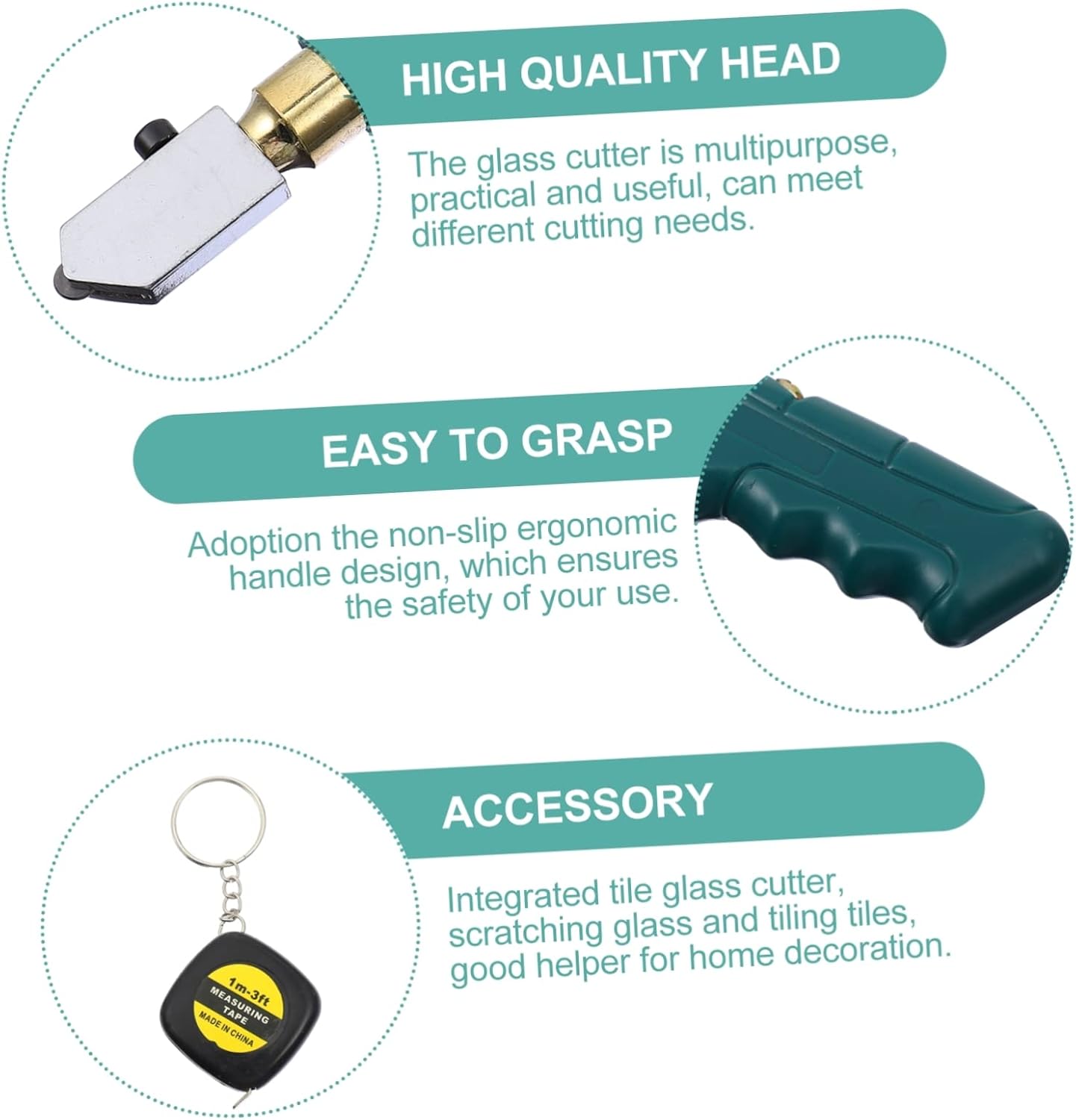 Housoutil 1 Set Tile Cutting Tools Kit Hand Cutter Roller Tile Divider Tile Glass Opener Glass Tile Cutting Tool Glass Cutting Tool Steel Green