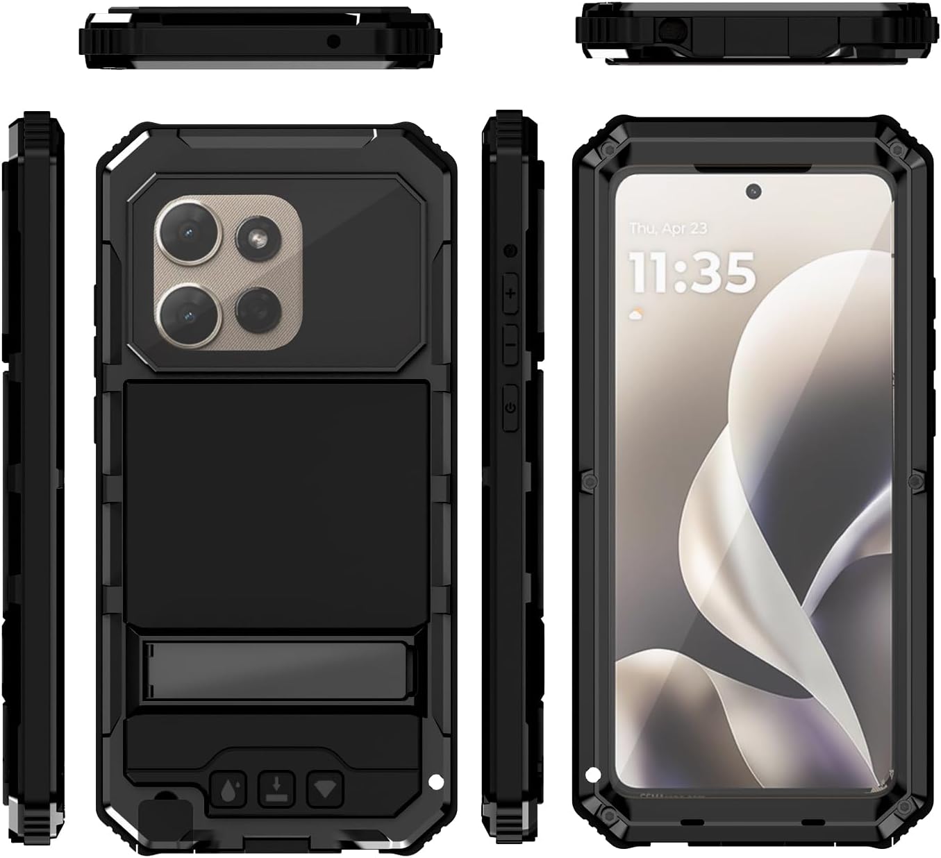 Lunivop for Motorola Moto G Stylus 2025/2026 Case 6.7 Inch Metal Heavy Duty Phone Case Built-in Screen Protector Full Body Protective Dust Proof Military - Grade Rugged Black