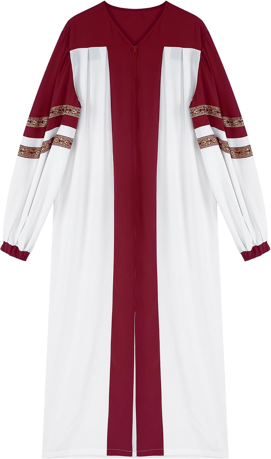Men's Pastor Gown Catholic Clergy Pulpit Robe Christian Priest Zipper Robes Jacket Halloween Cosplay Costume