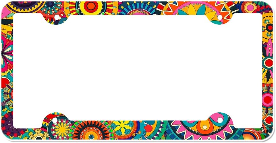 Retro Flower License Plate Frame