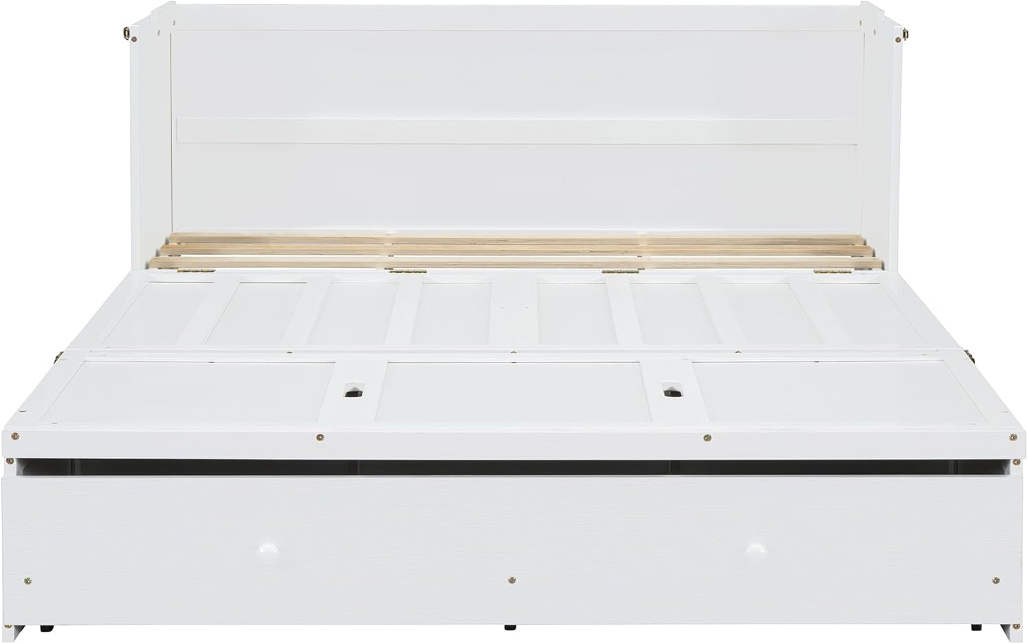Merax Queen Murphy Bed, Queen Size Murphy Bed Cabinet with USB Port and Storage Drawer, No Box Spring Needed, White