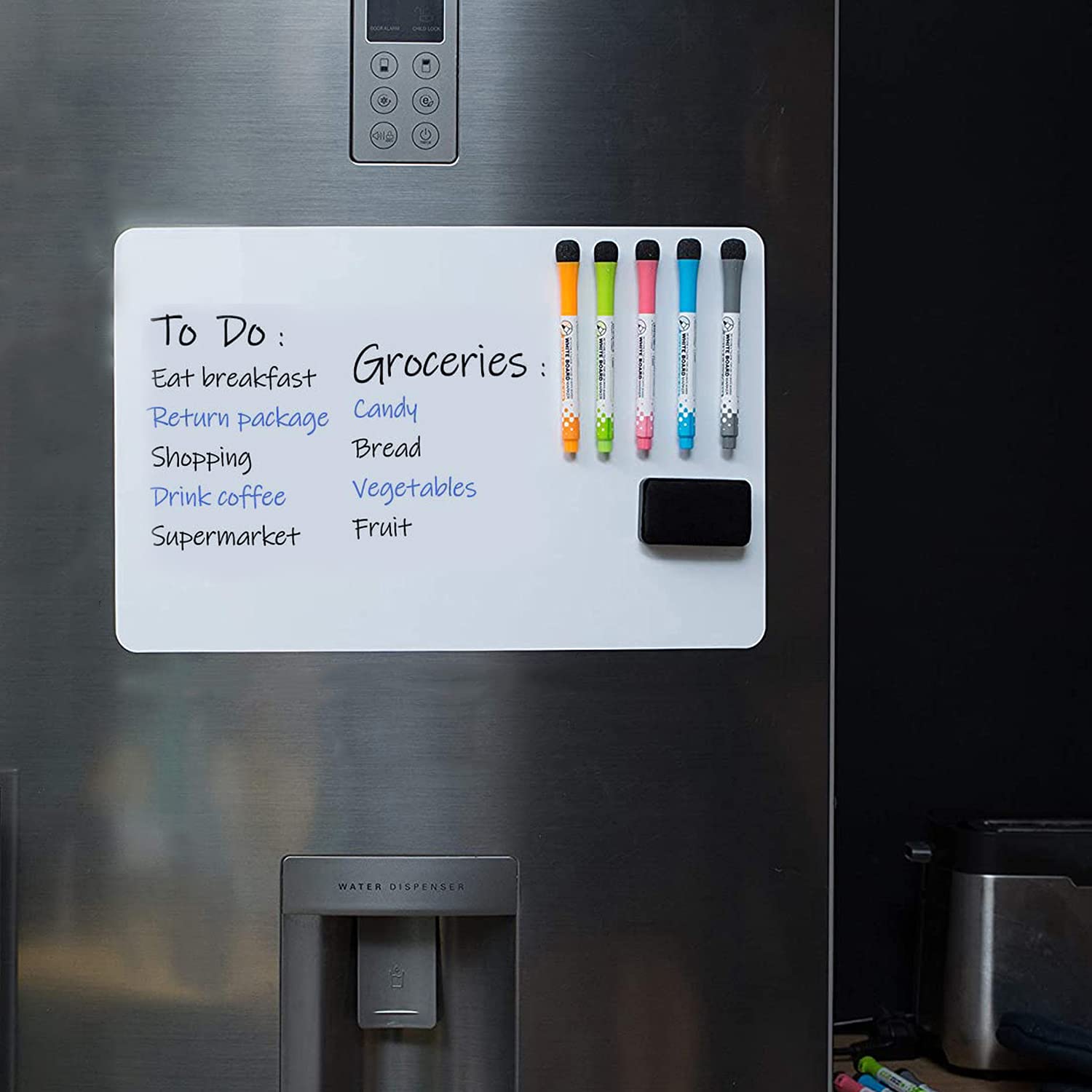 ZONEYILAMagnetic Dry Erase Whiteboard Sheet for Fridge with Stain Resistant Technology, Organizer & Planner Whiteboard 17” X 11” 12” X 8” - Include 5 Markers & 1 Eraser 12x8 in