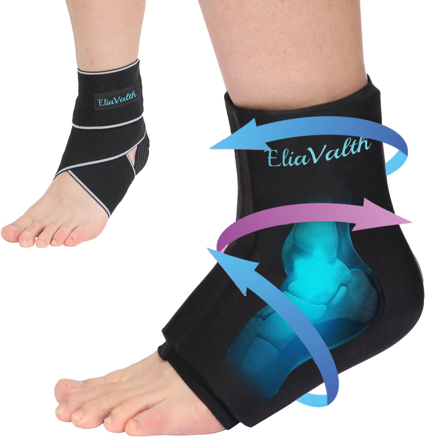Ankle Ice Pack Wrap, Ice Packs for Injuries & Plantar Fasciitis Relief, Hot and Cold Therapies, Adjustable Ankle Brace, Cold Therapy Ankle Compression for Ankle Ice Pack, Foot Ice Pack L