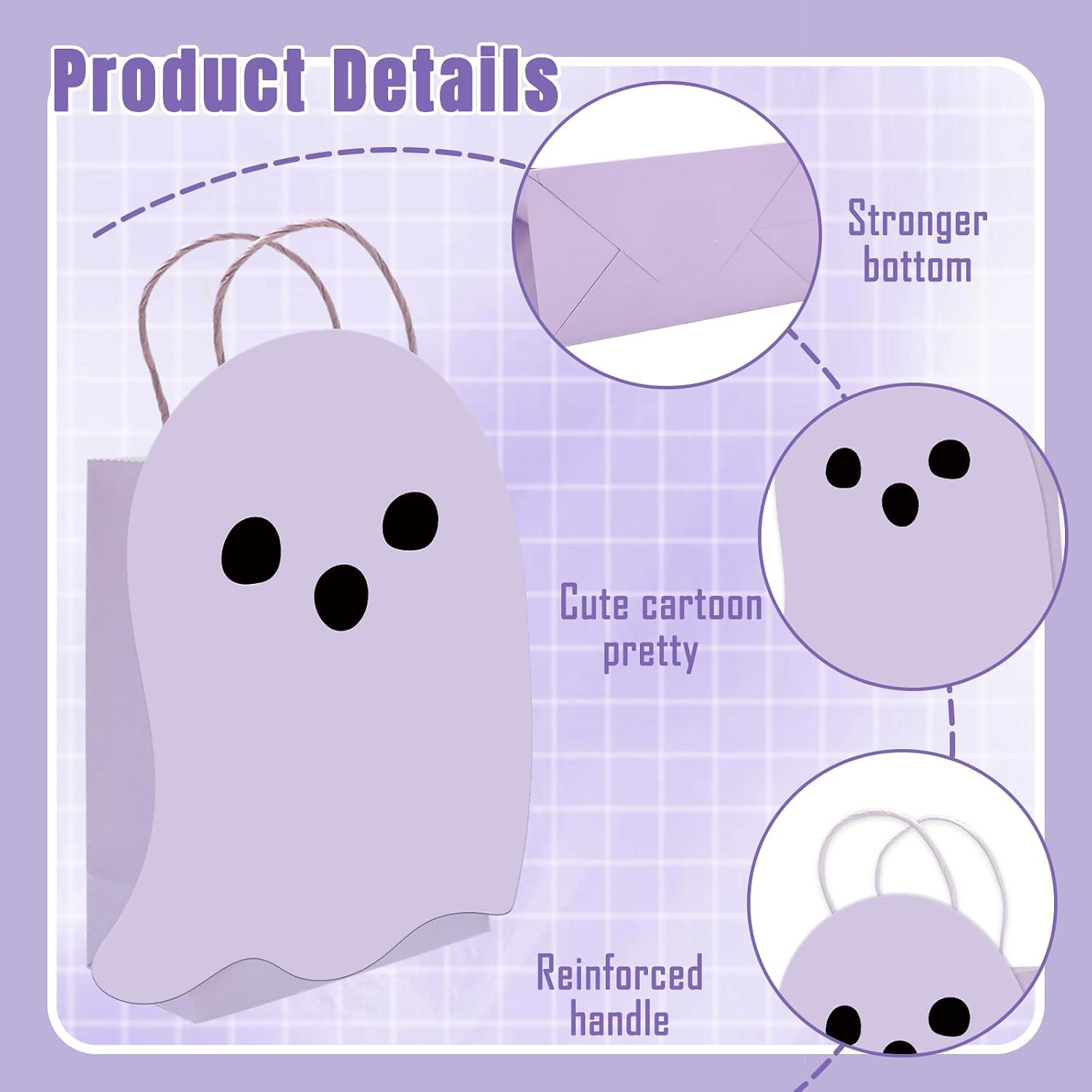 JarThenaAMCS 24Pcs Halloween Ghost Paper Gift Bag Little Boo Treat Bags White Pink Candy Goodie Bags for Baby Shower Birthday Trick or Treat Party Favors Supplies image 3