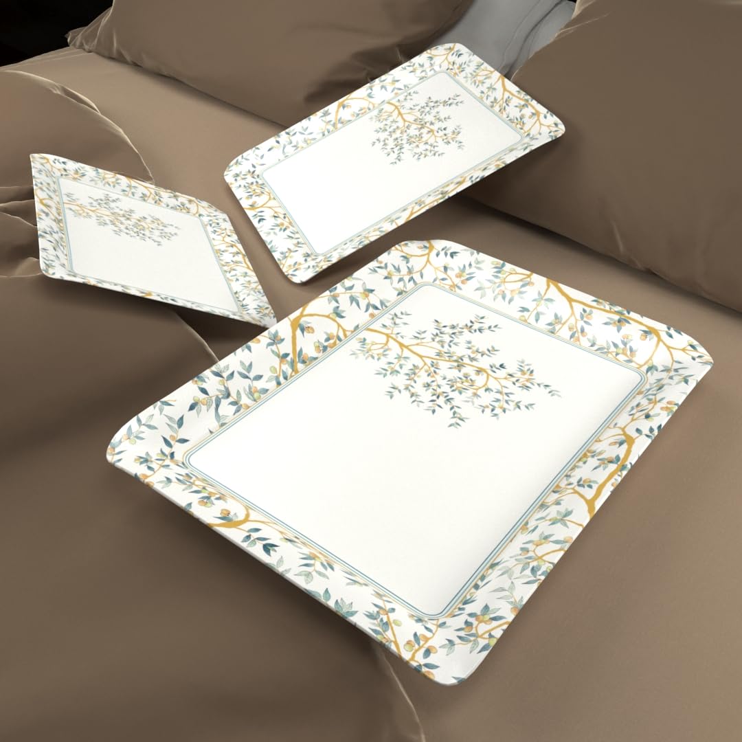 Castleite Valencia Series Melamine Trays Set of 3 with Handles for Serving Snacks or Tea – A Designer Tray Medley for Home or Cafe Use (Zephira)-image-6