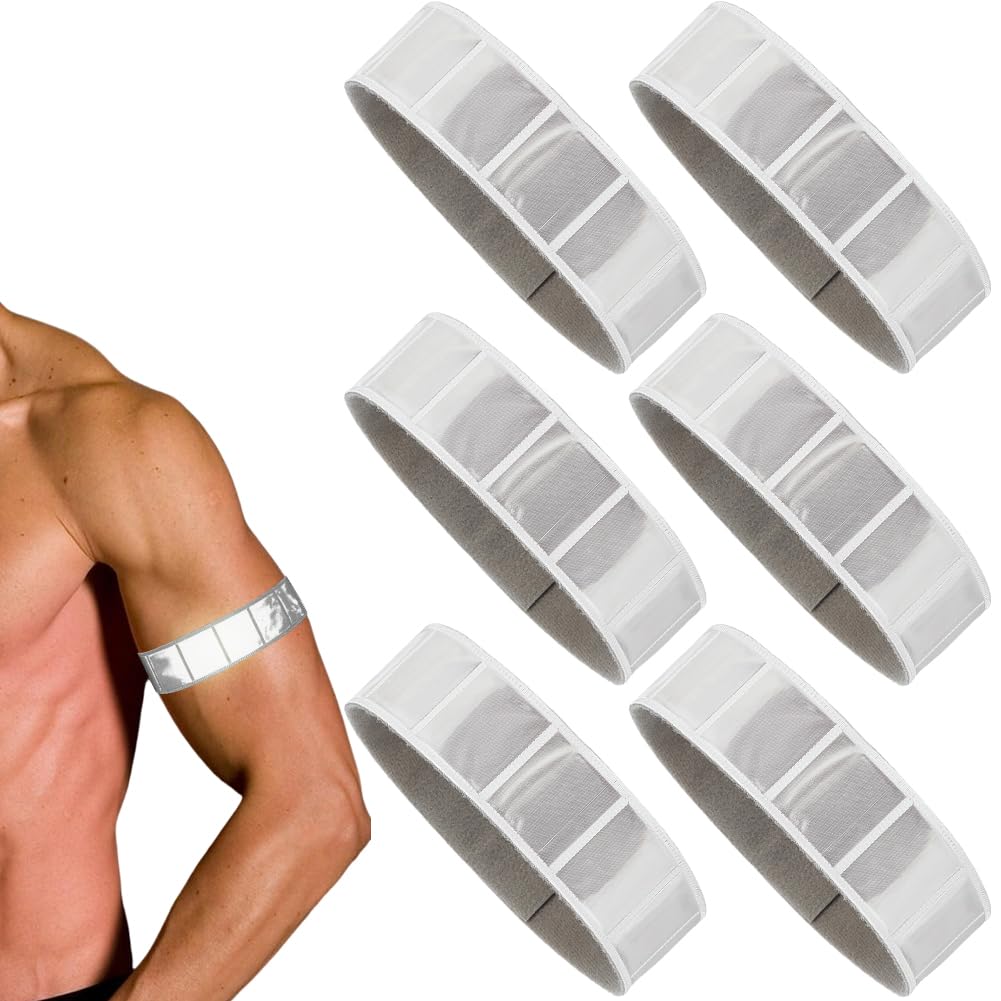 GORGECRAFT 6pz Fasce Riflettenti Bianche per Bracciali per Camminate Notturne Cinturini Riflettenti per Polsi Caviglie Abbigliamento da Ciclismo Pantaloni da Bici Nastro Gambe Clip Pantaloni