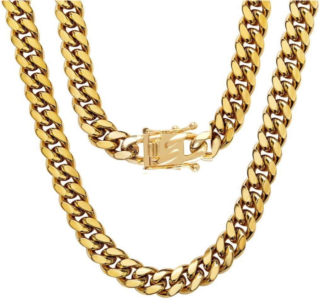 putouzip Miami Cuban Link Chain Set For Men 18K Gold Plated Stainless Steel 6/8mm Bracelet Necklace Diamond Chains - Image 4