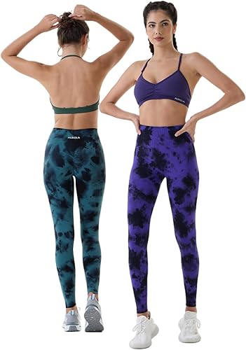 Miniatura 2 de AUROLA Leggings de entrenamiento para mujer, control de abdomen, a prueba de sentadillas, acanalados, gruesos, sin costuras, pantalones activos
