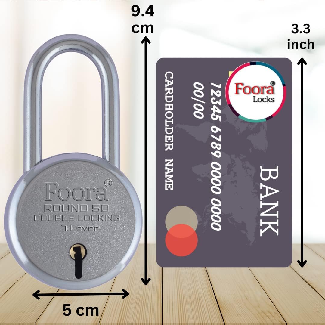 Foora Small Lock and Keys, Long Neck Shackle Door Lock for Home, Shop Same Key for Multiple Lock, 2 Padlock 5 Same Key Lock Set, Common Key Lock Set of 2 Silver Finish — Amazon image 4
