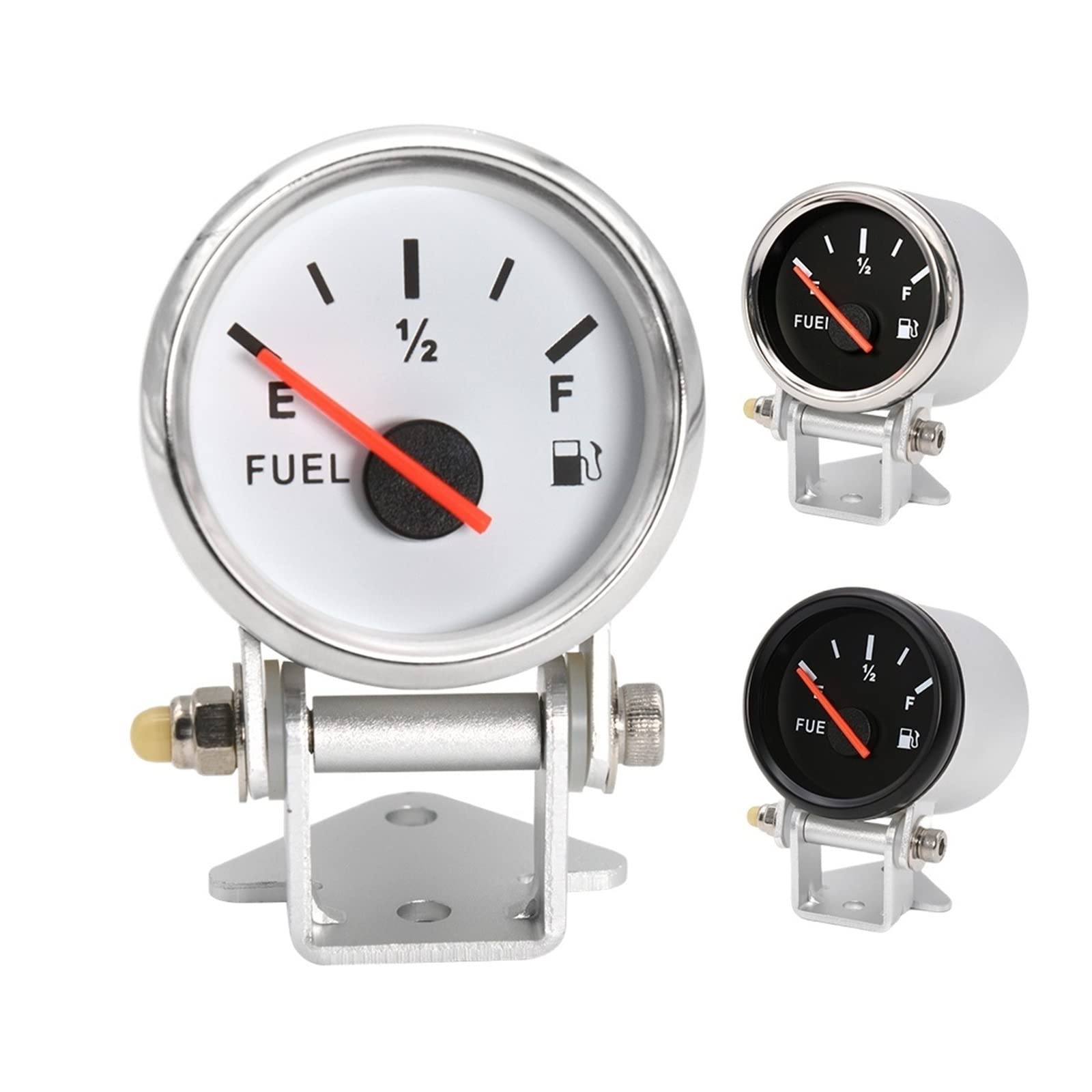 Indicador de nivel de combustible, Medidor de nivel combustible 52 mm con soporte la vaina calibre 0-190ohm indicador del tanque tazón automóvil aluminio(BS)