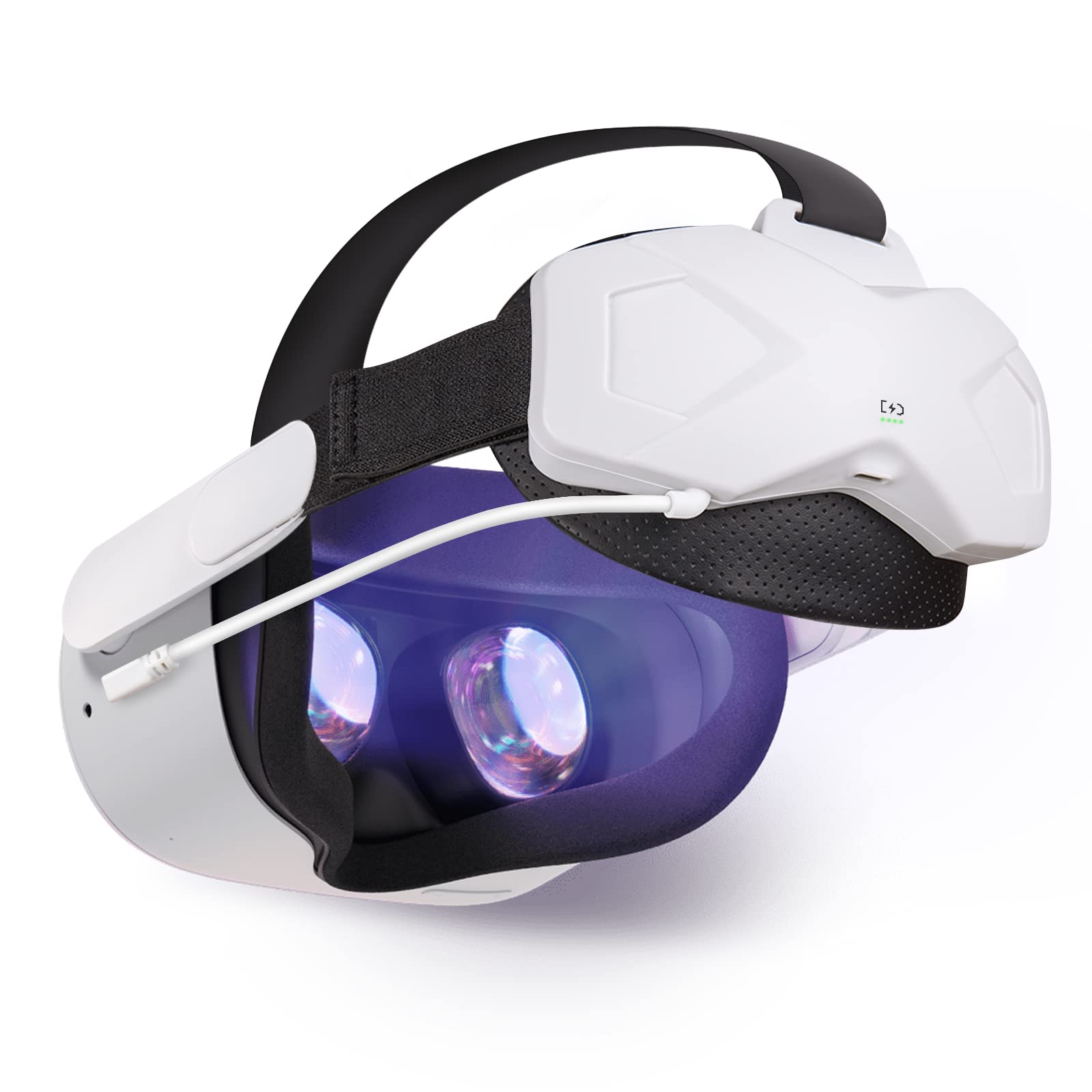 DESTEK Oculus/Meta Quest 2 Elite Strap with Battery, 5000mAh Extend 2hrs Playtime, LEDs Indicator, Adjustable Head Strap for Enhanced Comfort and Playtime