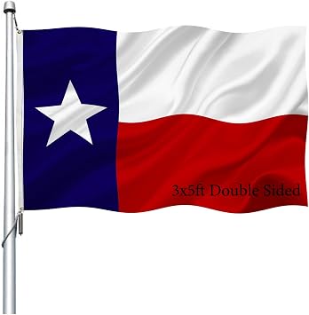 Texas State Flag 3x5 Double Sided Outdoor-Heavy Duty 210D polyester Sewn TX Flags Banner with 2 Brass Grommet Weatherproof Fade Resistant Indoor