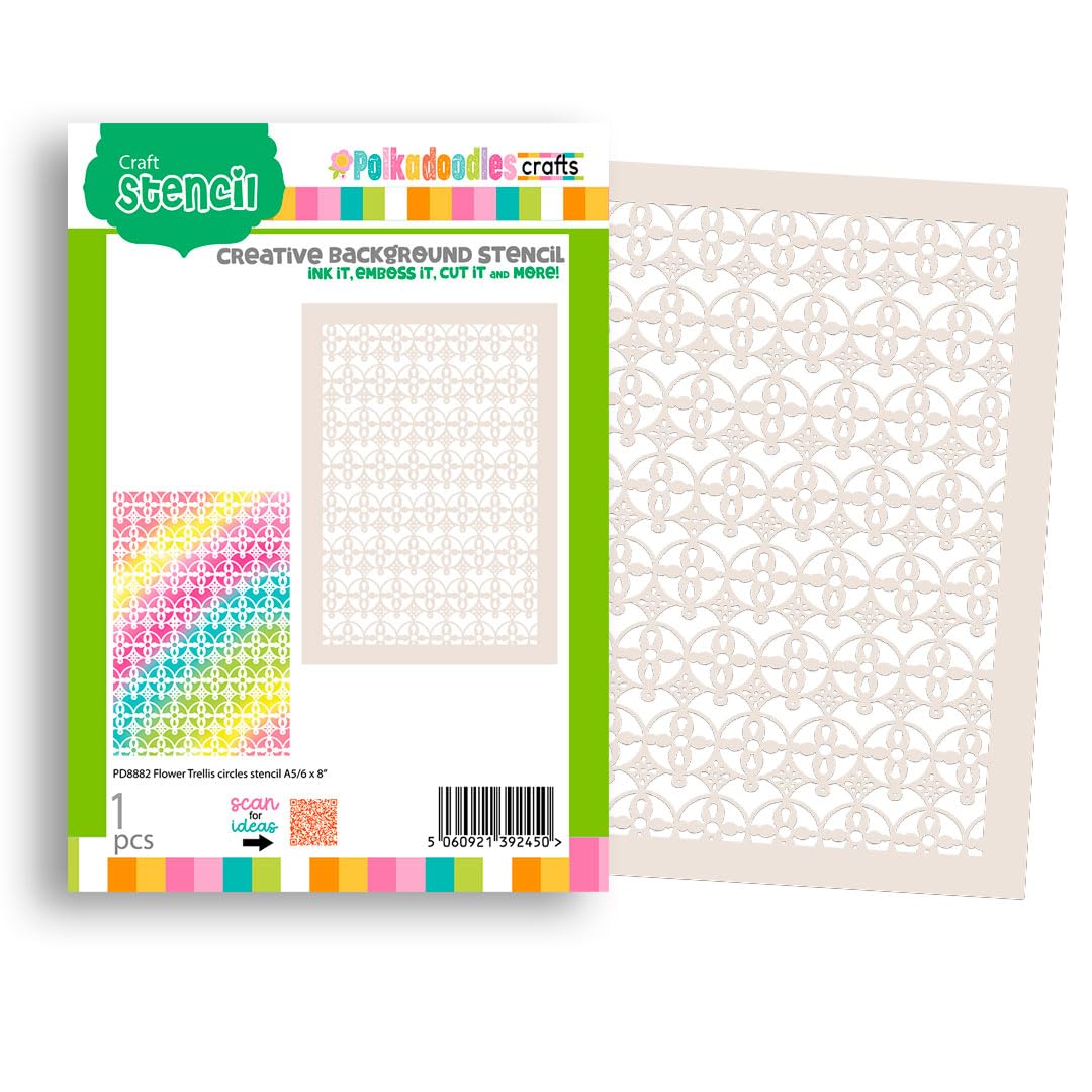 Polkadoodles Flower Trellis Circle Stencil, White