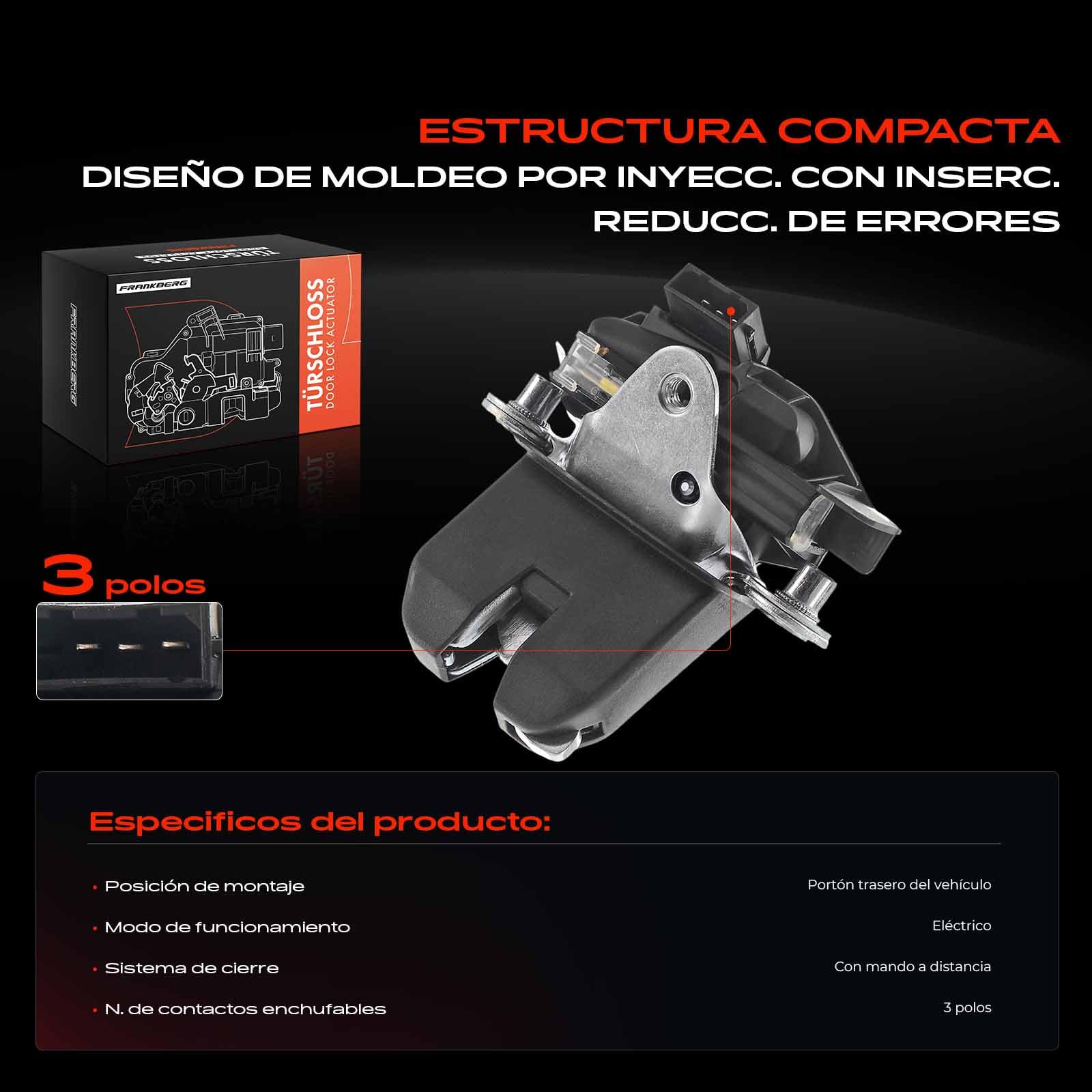 Frankberg Cerradura del maletero del portón trasero 5J0827501B | Compatible con: Habitación 5J7, Fabia II Combi 545, Fabia II 542