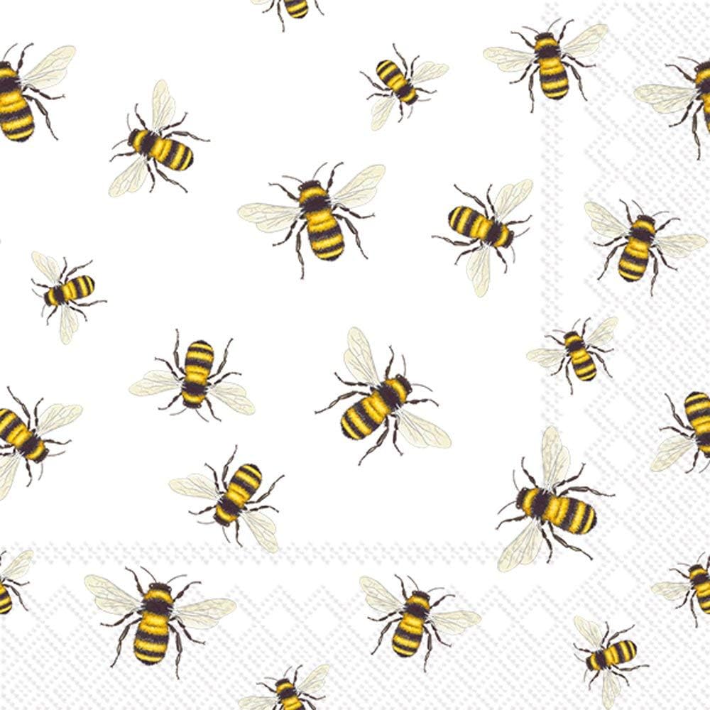 Boston International Celebrate the Home Spring 3-Ply Paper Cocktail Napkins, Save The Bees, 20-Count, 5" x 5"
