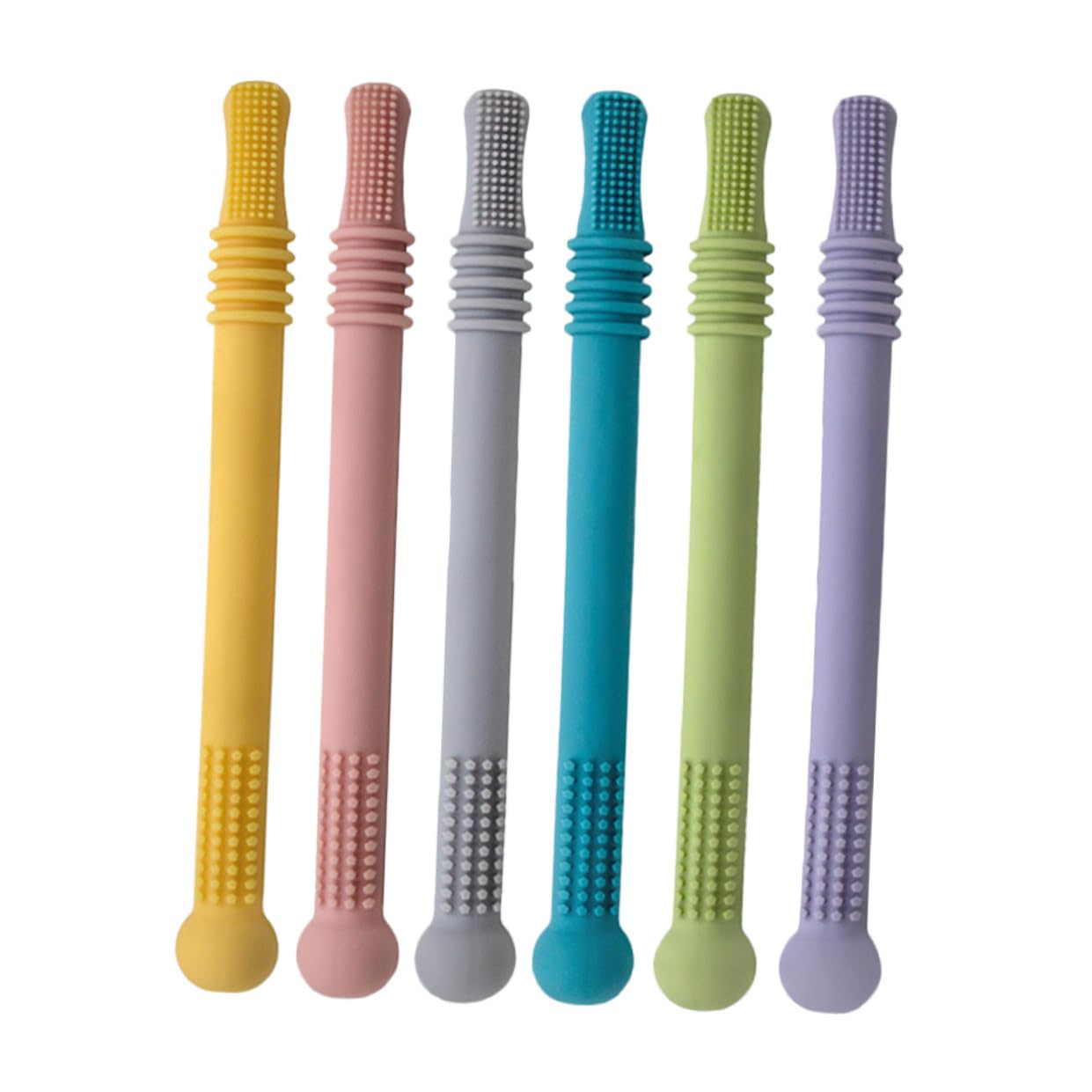 Yardwe Molar Tube per Dentizione, 6 Pezzi, Cannucce in Silicone | Giocattoli Sensoriali per Kids, Aiuta a Lenire le Gengive e Favorisce L’abilità Orale