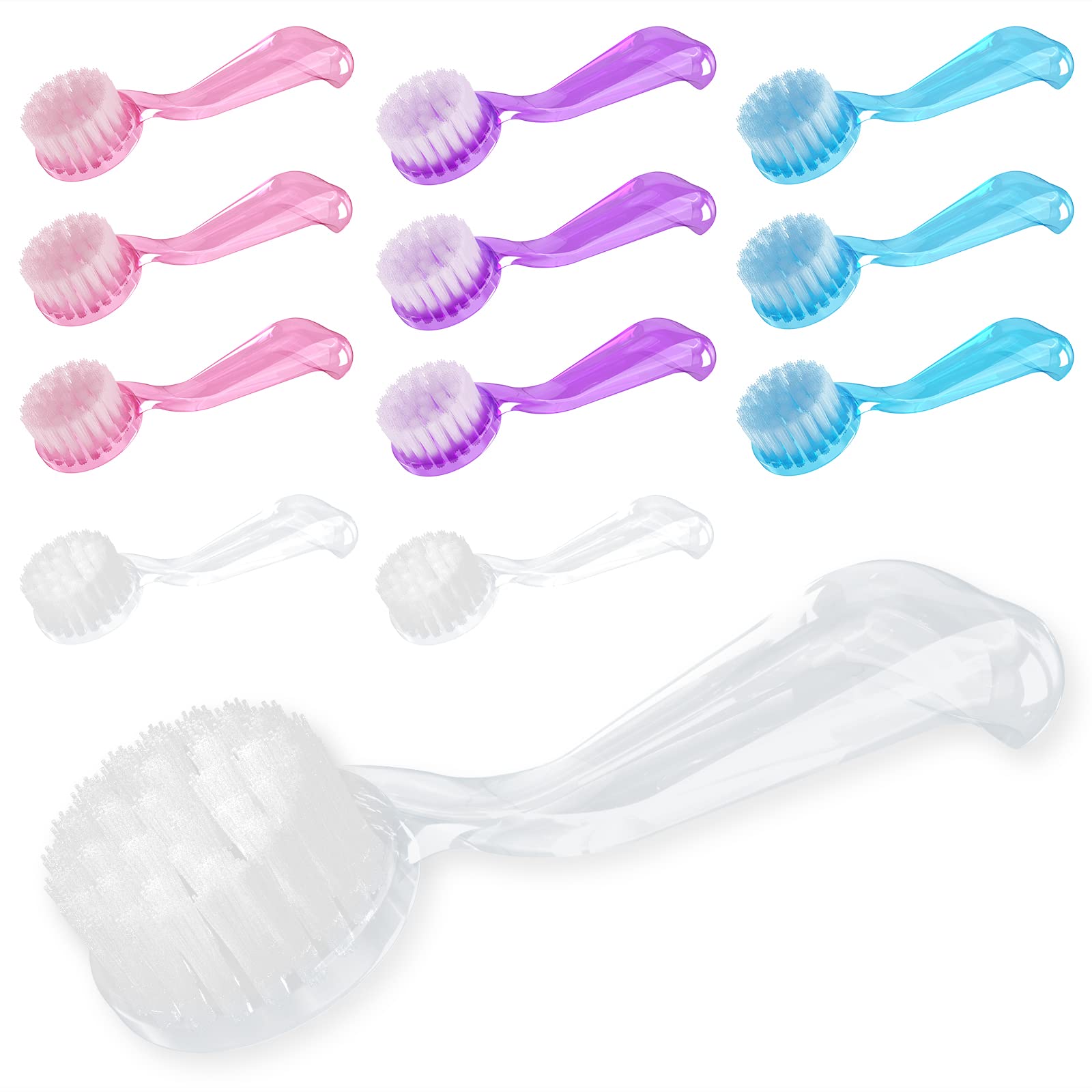ReignSword Round Head Nail Brush with Cover, 12 Pieces Fingernail Brush with Handle Grip