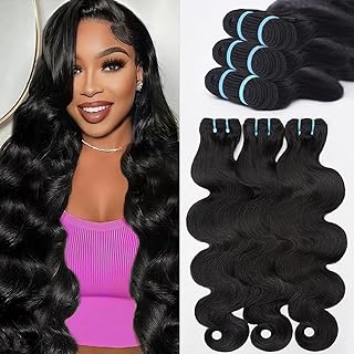 16A Body Wave Bundles Human Hair 100% Real Raw Human Hair Bundles Body Wave 18 20 22 Inch,No Tangle Shedding,Triple Lifespan Virgin Hair Extensions Thick Weave Reusable