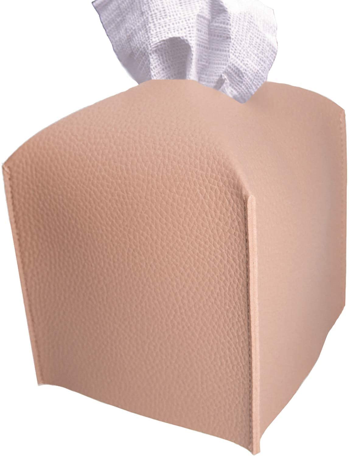 HSWY Tissue Box Cover, [Refined] Modern PU Leather Square Tissue Box Holder - Home Decorations for Living Room, Bedroom and Office, Tissue Box Cover for Car (rose pink,[Square])