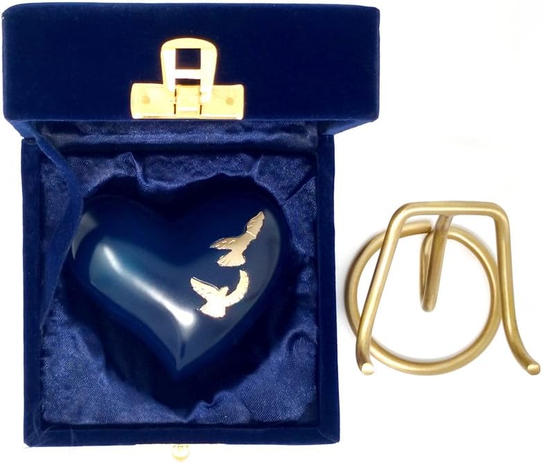 Dove Memorial Urns,Flying Doves Small Blue Heart Keepsake Urn for cremation Ashes