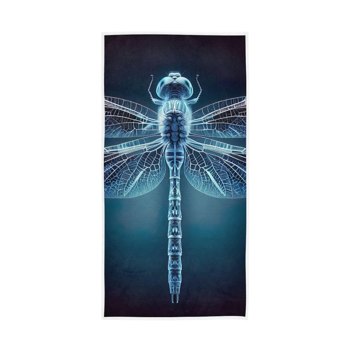 HUYGD Dragonfly Silver Blue Hand Towels, Multipurpose Hand Towels Cotton for Bathroom, Gym, Hotel, Spa 15 x 30 Inches