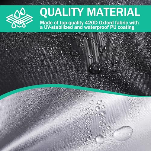 Funda para Muebles de Jardín Exterior, 180x120x74cm Funda Mesa Exterior, 420D Oxford Fundas Terraza con Salidas de Aire, Anti-UV, Rectangular Cubre Mueble Jardin para Mesas Sillas Sofás Mobiliario - imagen 5